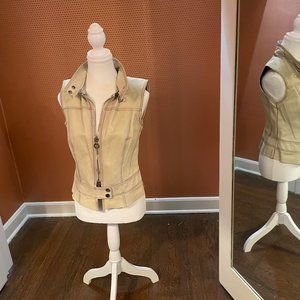 Donald J. Pliner leather moto jacket vest cream or ivory, never worn, Italy